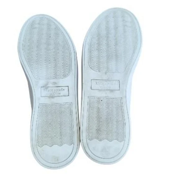 Kate Spade Fez Glitter White Gold Leather Casual Tennis Shoe Sneaker Women 6.5 - Picture 8 of 11